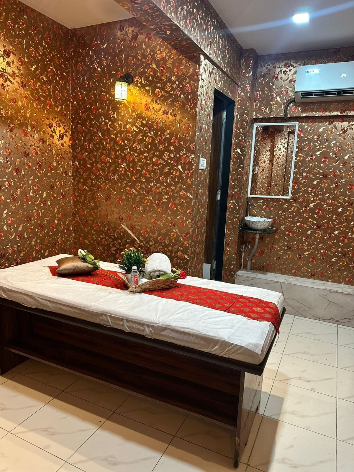 Warm interior lighting at Riborn Spa Thane