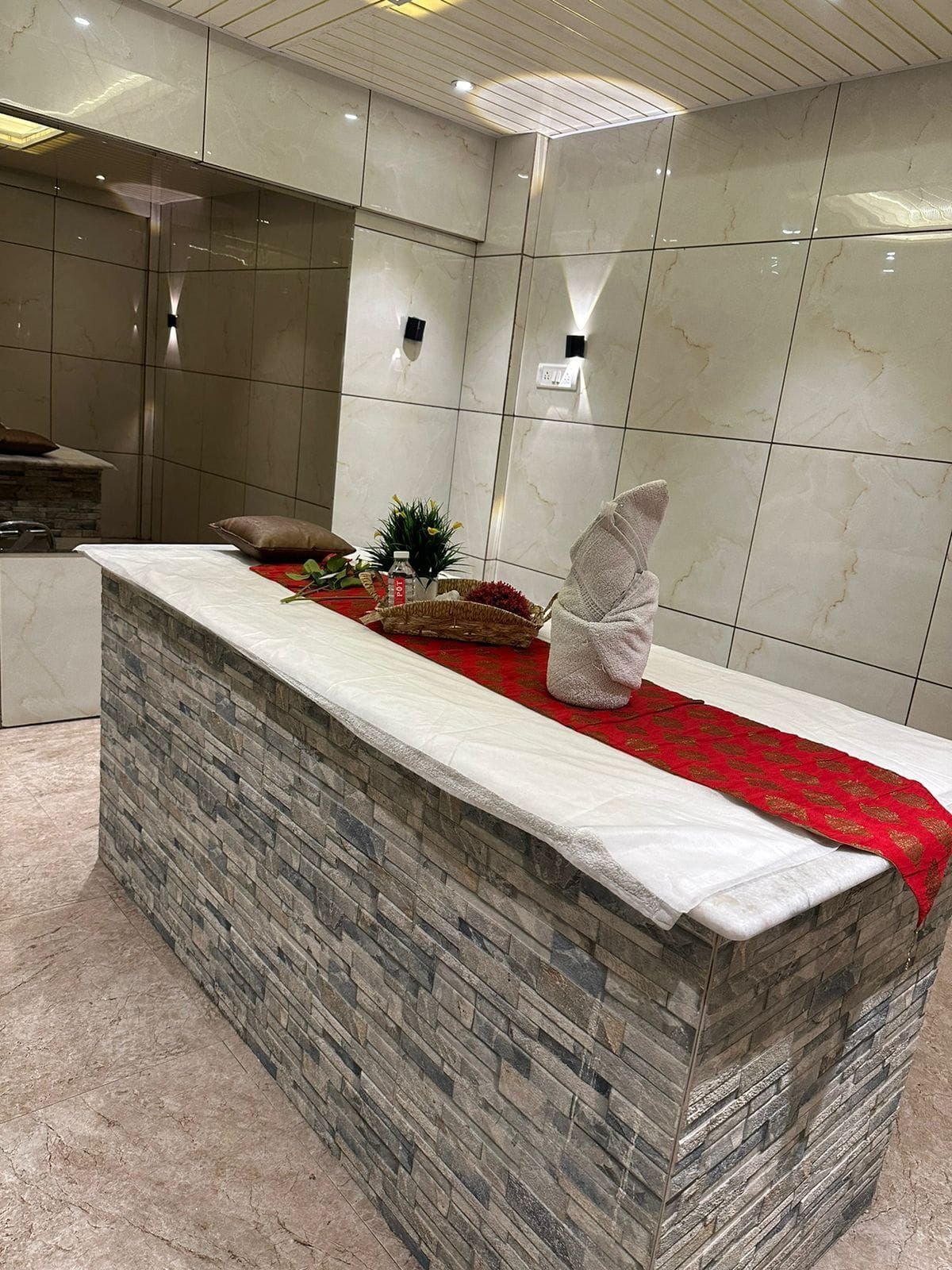 Massage room setup at Riborn Spa Thane