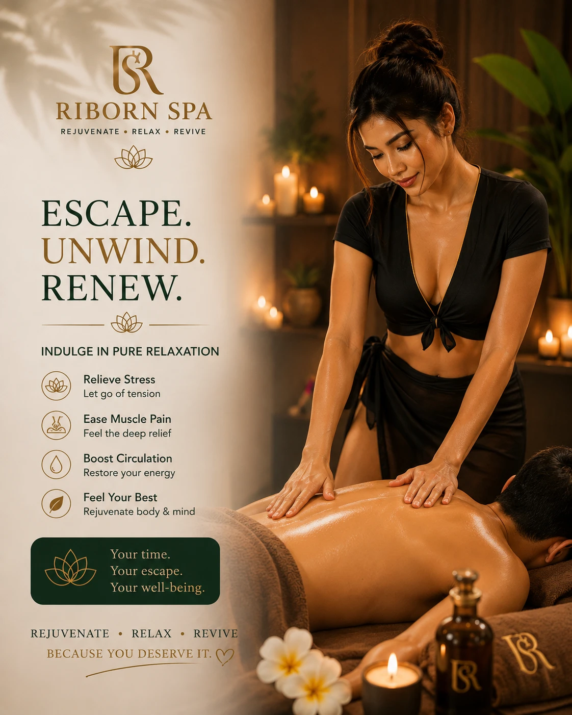 Guest enjoying a relaxing head massage at Riborn Spa Thane