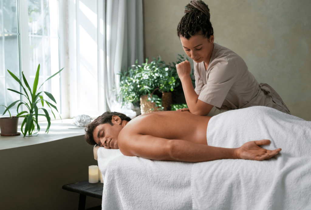 Swedish massage relieving everyday tension at Riborn Spa Thane